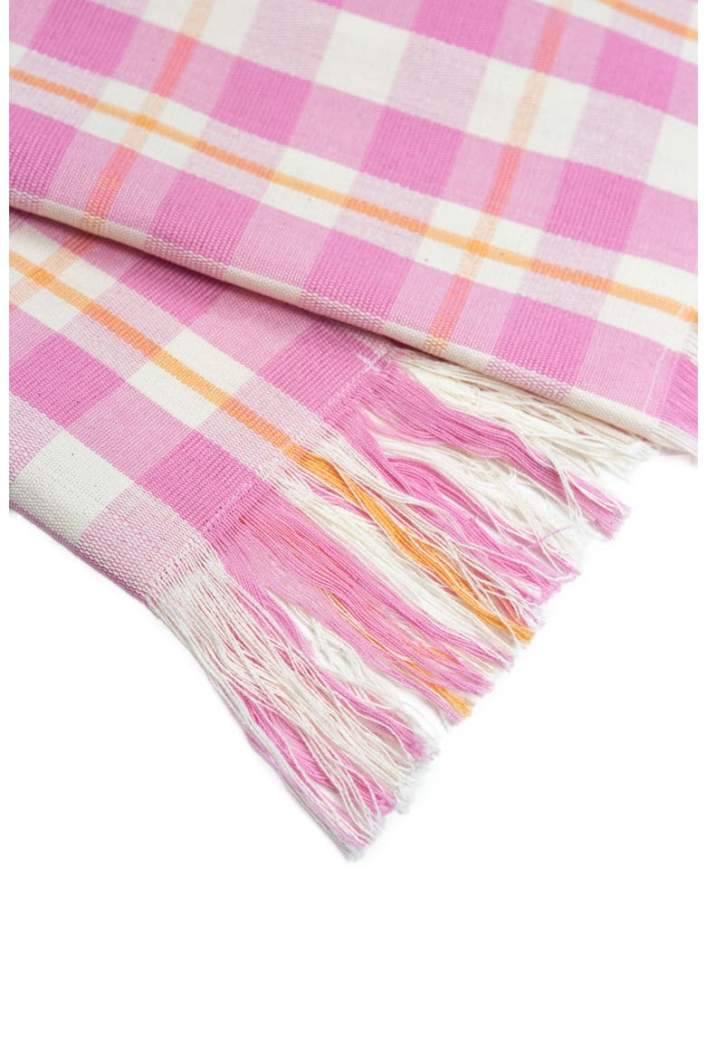 Handwoven Colorful Plaid Cotton Kitchen Towel, Alternate, color, Pink
