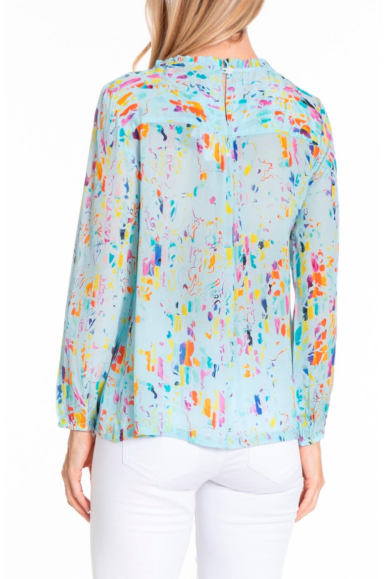 Smock Neck Top, Alternate, color, TURQUOISE MULTI