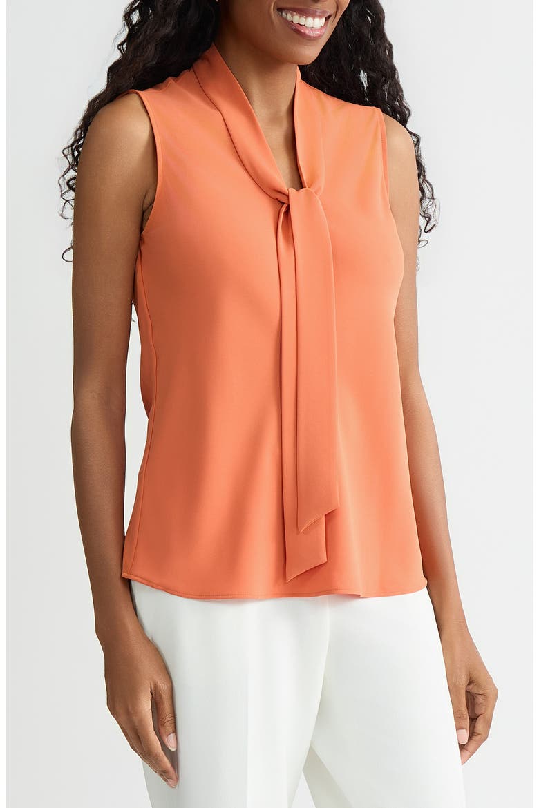 Sleeveless Tie Front Top, Alternate, color, MANDARIN
