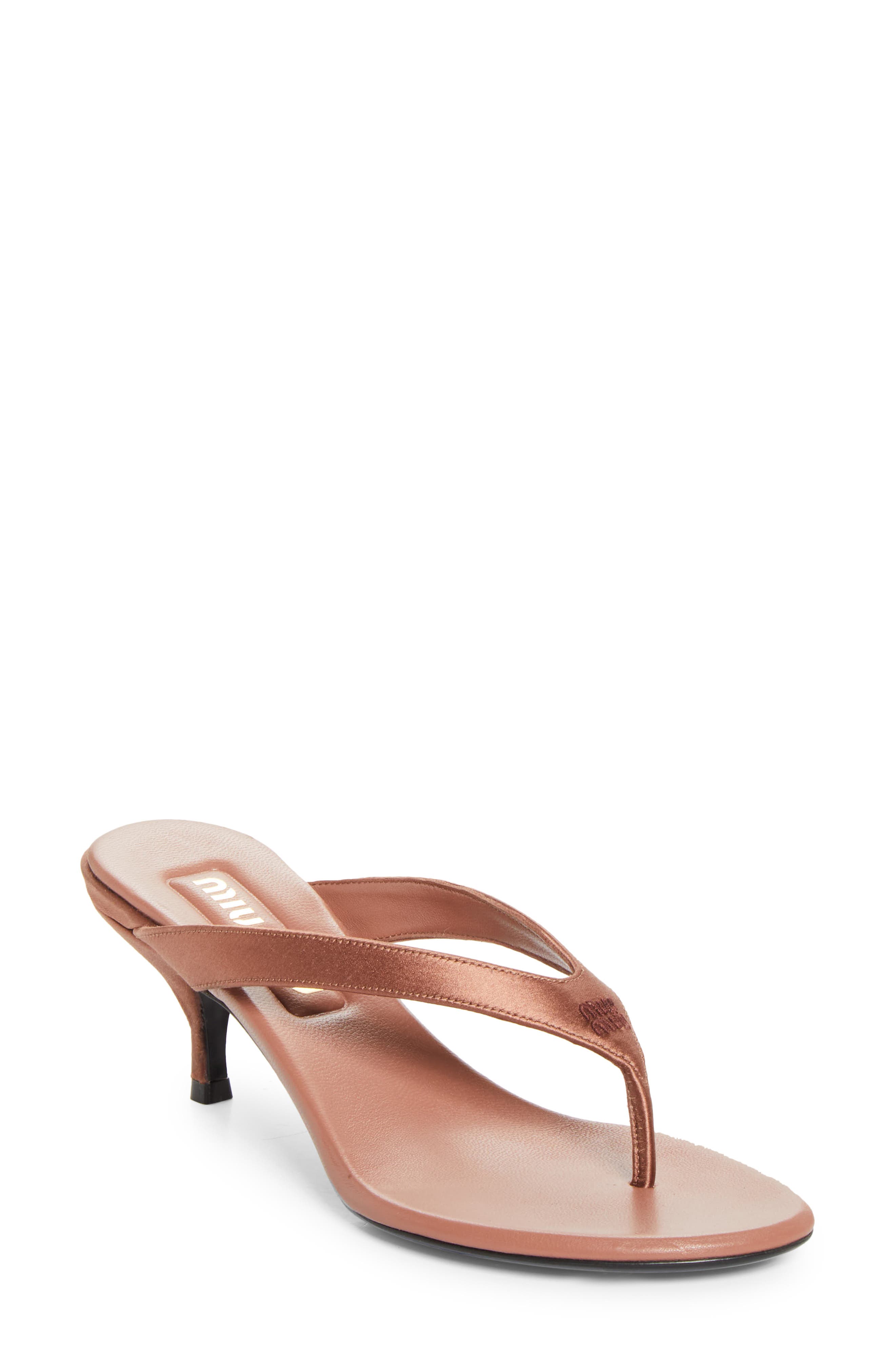 Miu Miu Leather Thong Sandal, Main, color, 
