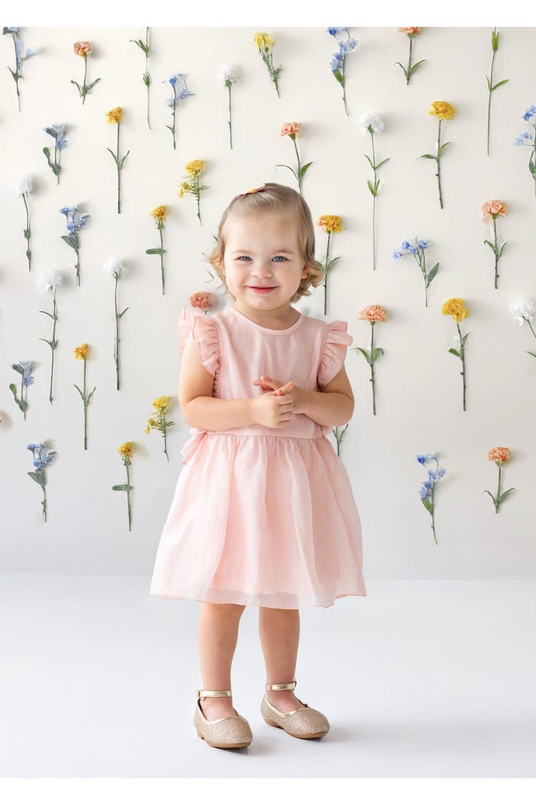 Sweet Peony Sleveless Flutter Sleeve Dress, Alternate, color, Pink
