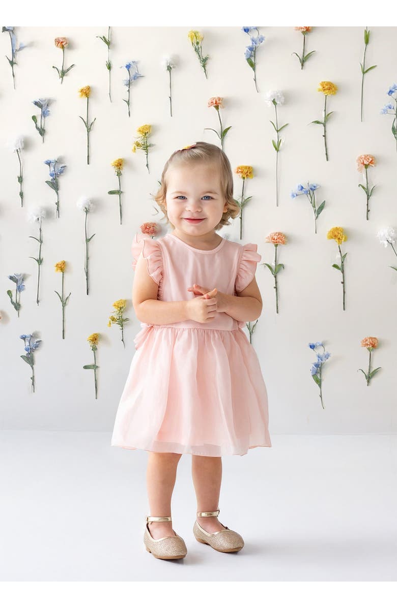 Isobella & Chloe Sweet Peony Sleveless Flutter Sleeve Dress, Alternate, color, Pink