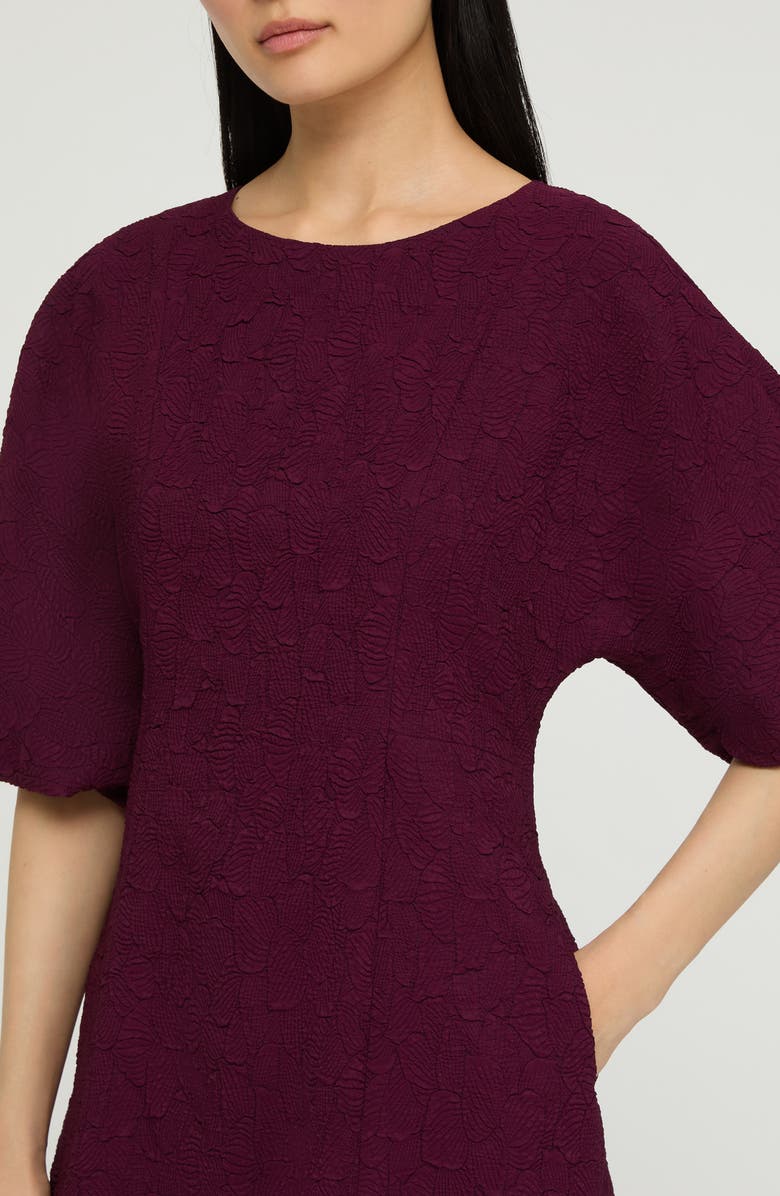 Lafayette 148 New York Balloon Sleeve Matelassé Jacquard Midi Dress, Alternate, color, Violet Ash