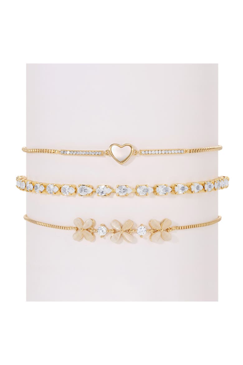 Avon CZ 3-Pack Assorted Slider Bracelets, Alternate, color, GOLD