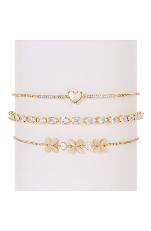 Eye Candy Los Angeles Avon Cz 3-pack Assorted Slider Bracelets In Gold