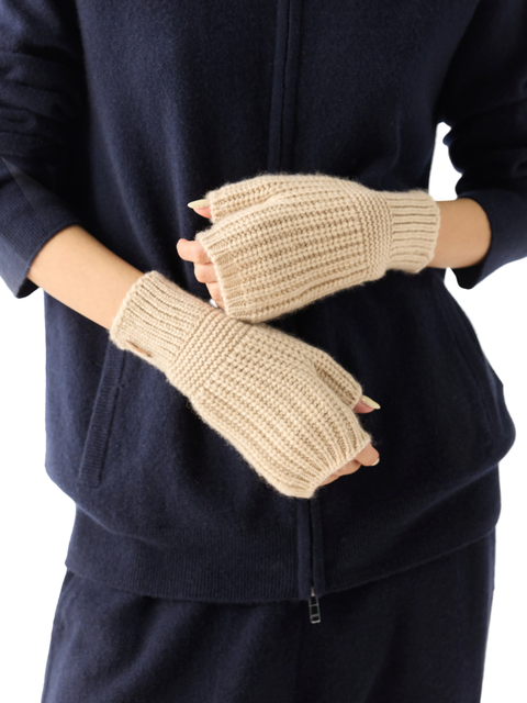 Rib-Knit Cashmere Gloves