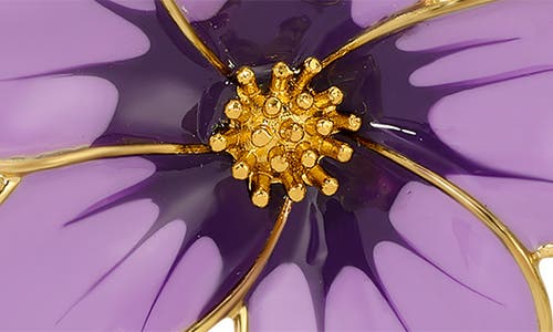 Eye Candy Los Angeles Alice Cz Enamel Flower Drop Earrings In Purple