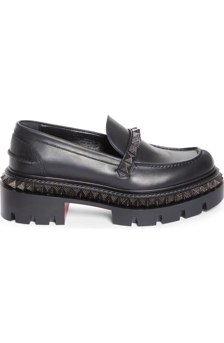 Christian Louboutin St. Roch Stud Platform Loafer, Alternate, color, Black