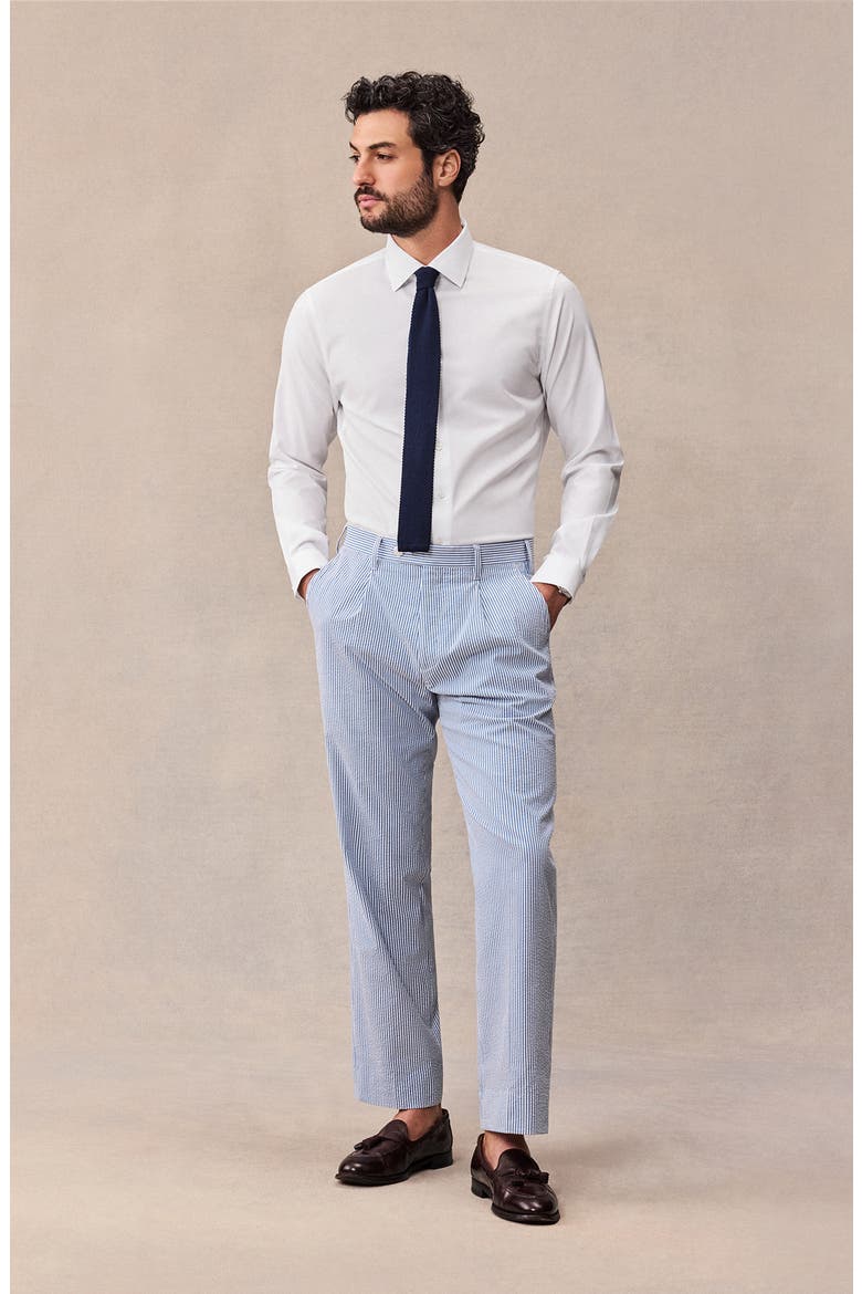 Seersucker Regular Fit Suit Pants, Alternate, color, Blue & White