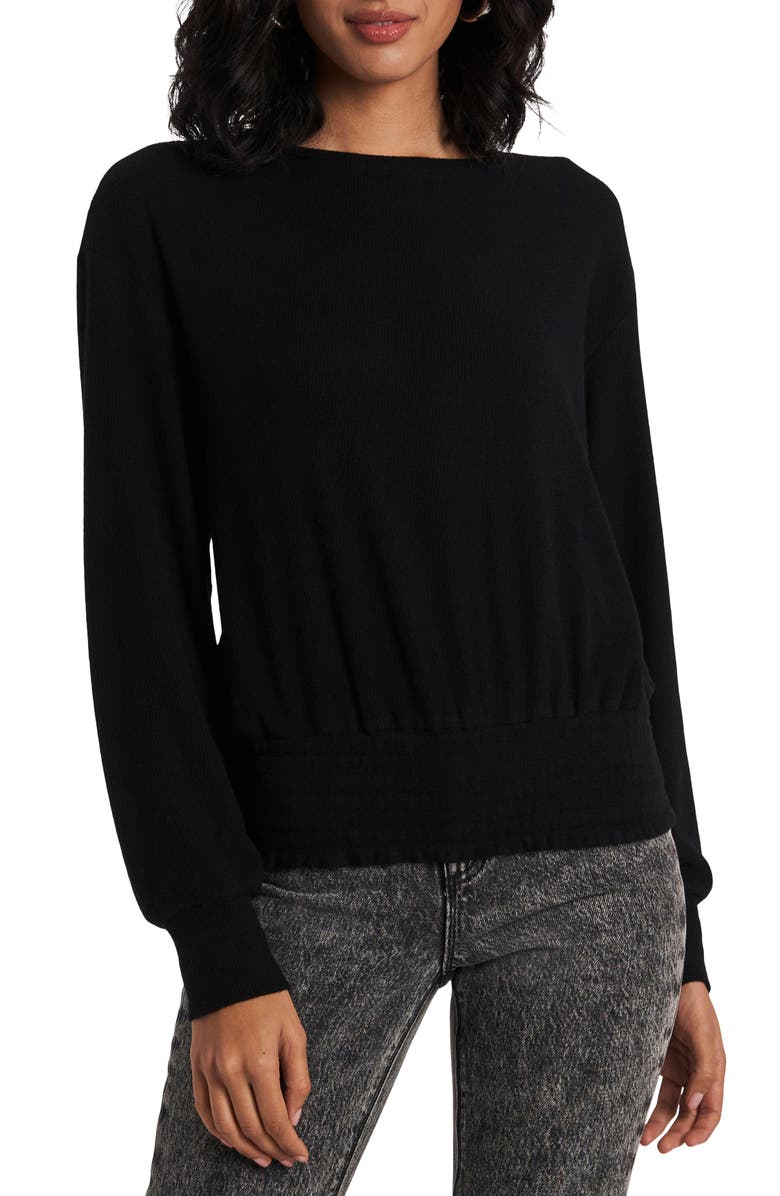 1.STATE Smocked Waist Blouson Long Sleeve Top, Main, color,