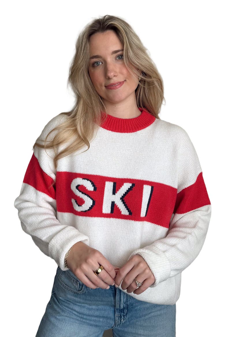 Sadie Crewneck Ski Sweater, Main, color, Ivory Ski
