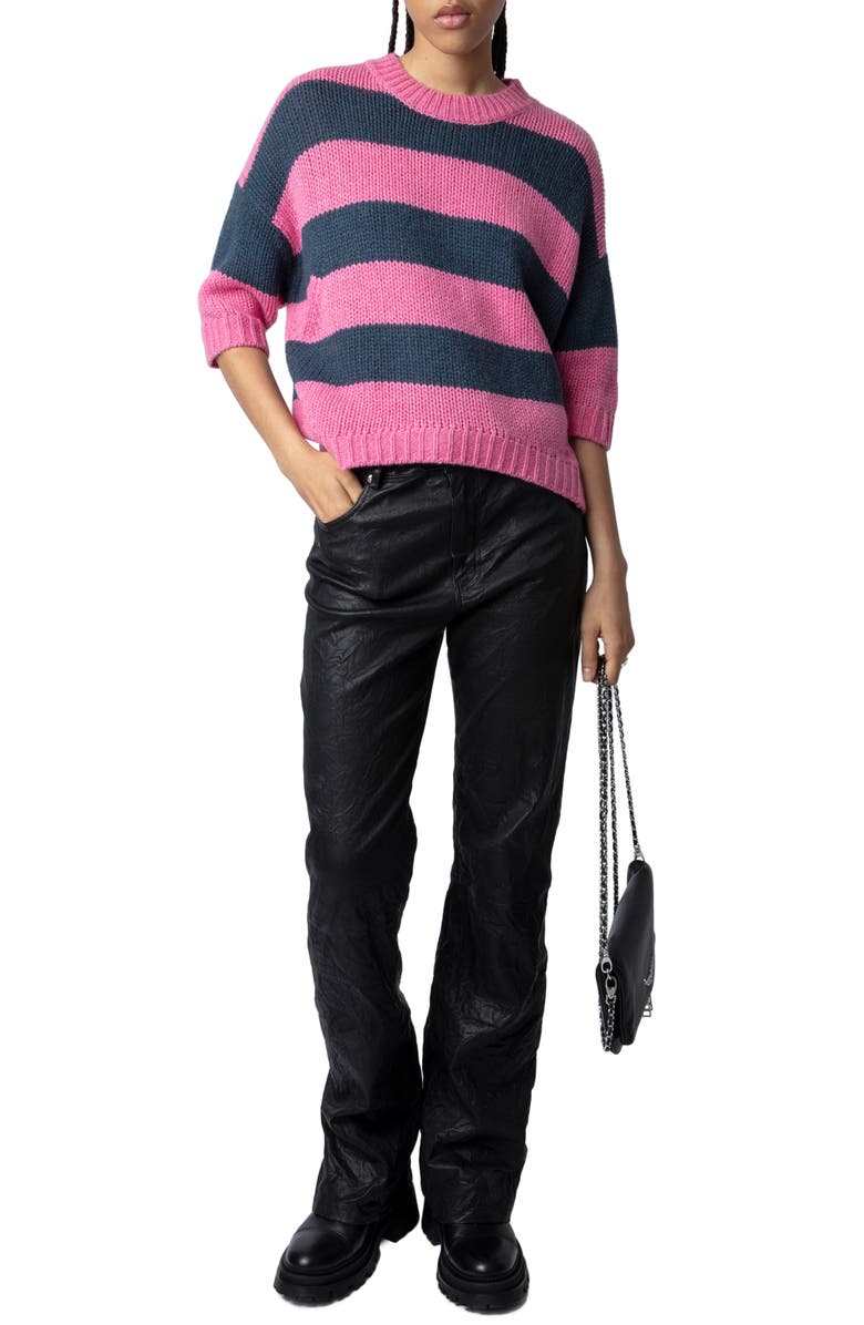 Zadig & Voltaire Bully Stripe Cashmere Crewneck Sweater, Alternate, color,