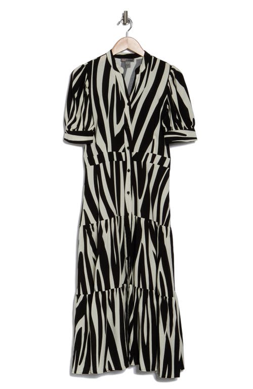 By Design Grace Button Front Midi Dress In Contrast Zebra