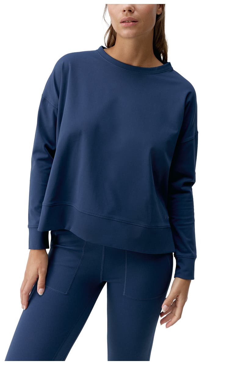 Born Living Yoga Daba Performance Sport Sweatshirt, Main, color, Sailor Blue