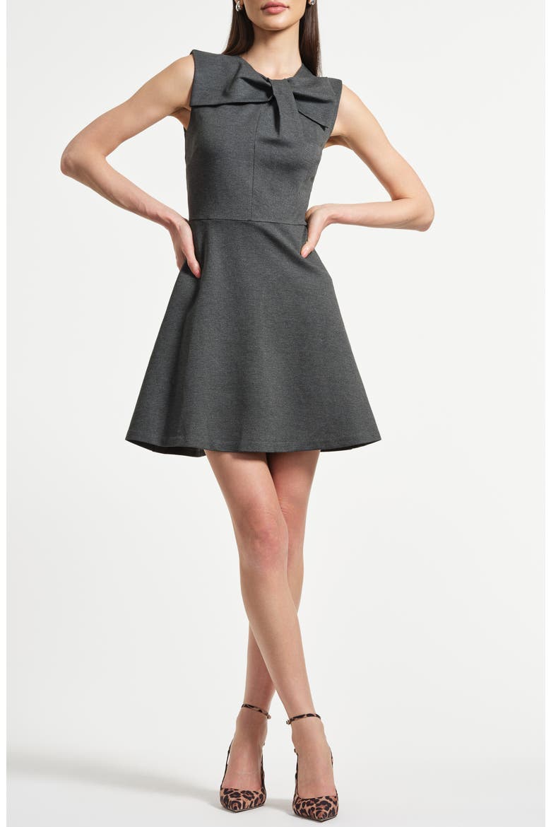 Sleeveless Bow Ponte Minidress, Main, color, CHARCOAL GREY