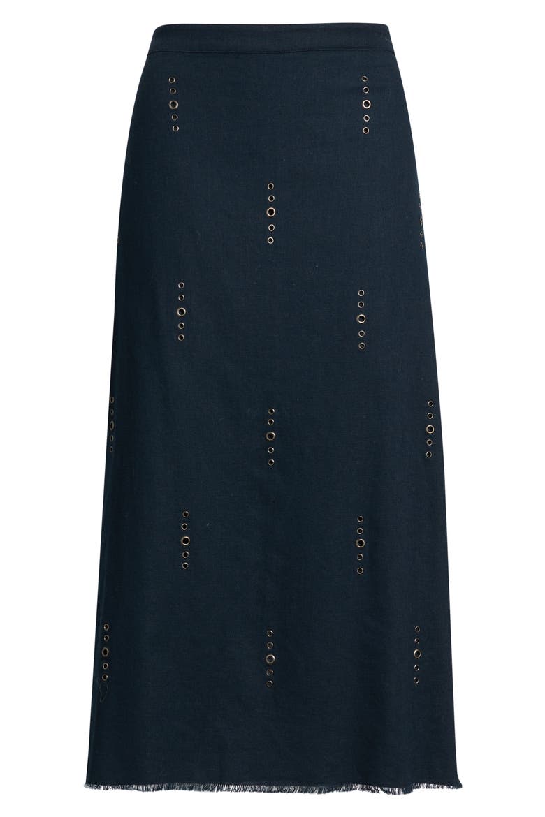 Aubrey Grommet Trim Linen & Cotton Midi Skirt, Alternate, color, SAL