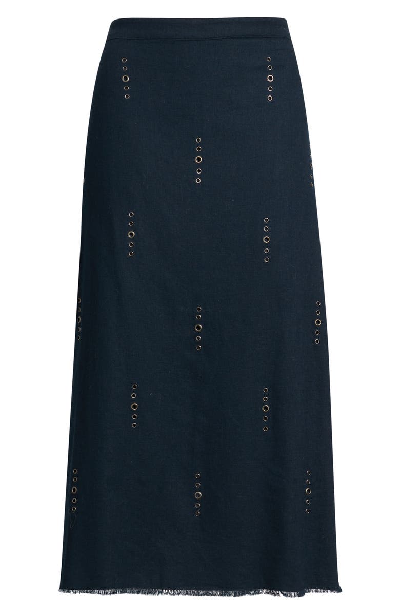 rag & bone Aubrey Grommet Trim Linen & Cotton Midi Skirt, Alternate, color, Sal