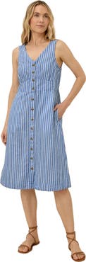Pact Canopy Linen Blend Button-Front Dress Made with Organic Cotton