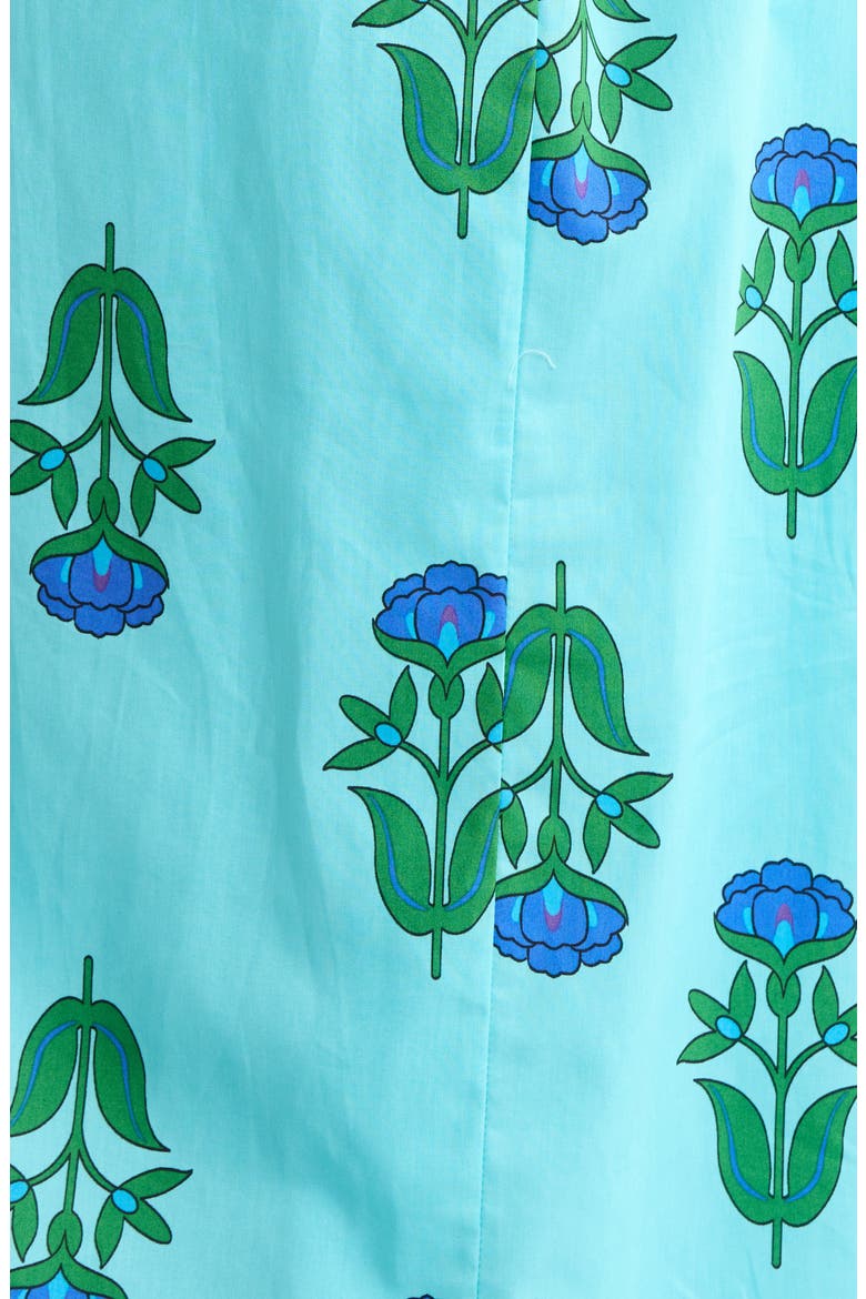 Amena Floral Maray Smocked Cotton Midi Dress, Alternate, color, BLUE GREEN