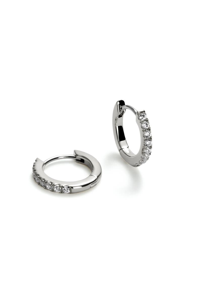 Huggie Hoops - Pave Huggie Hoops Silver, Main, color, Silver