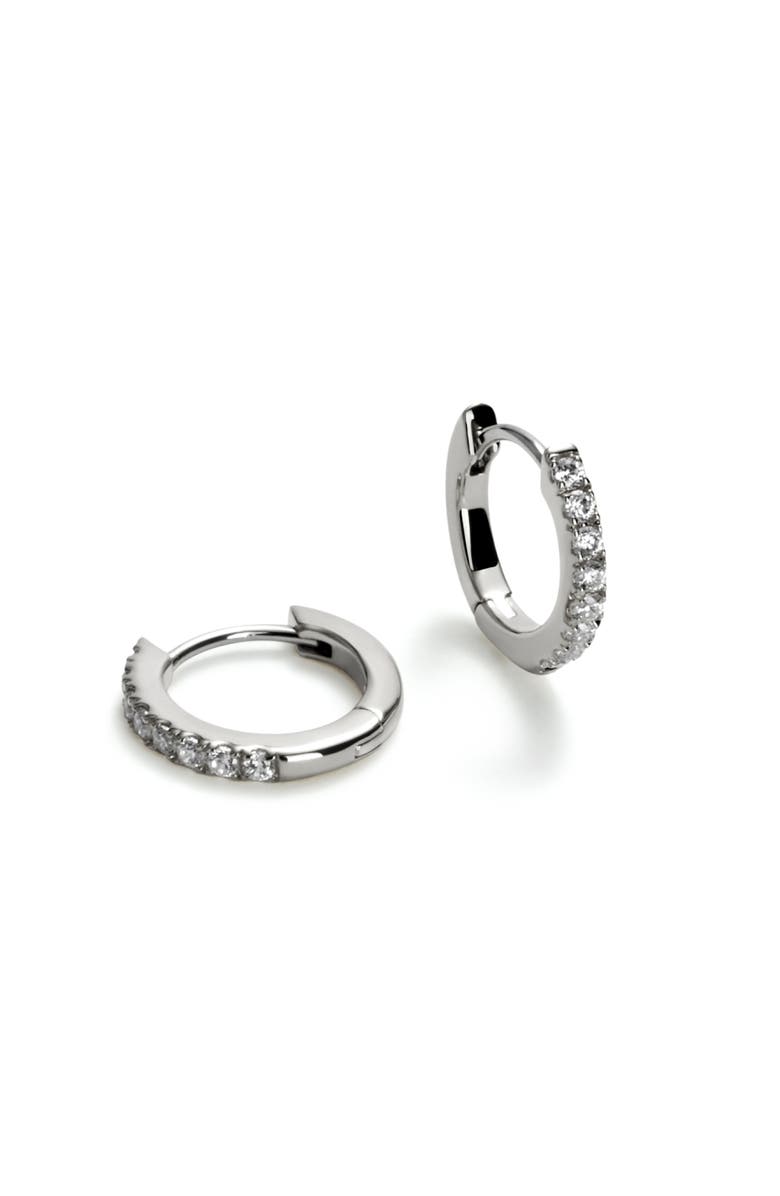 Ana Luisa Huggie Hoops - Pave Huggie Hoops Silver, Main, color, Silver