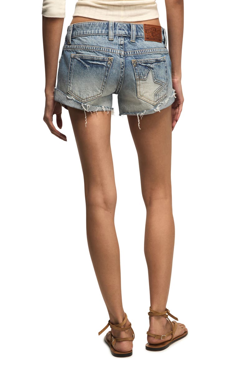 Festival Star Print Denim Cutoff Shorts, Alternate, color, NEW AMERICANA WASH