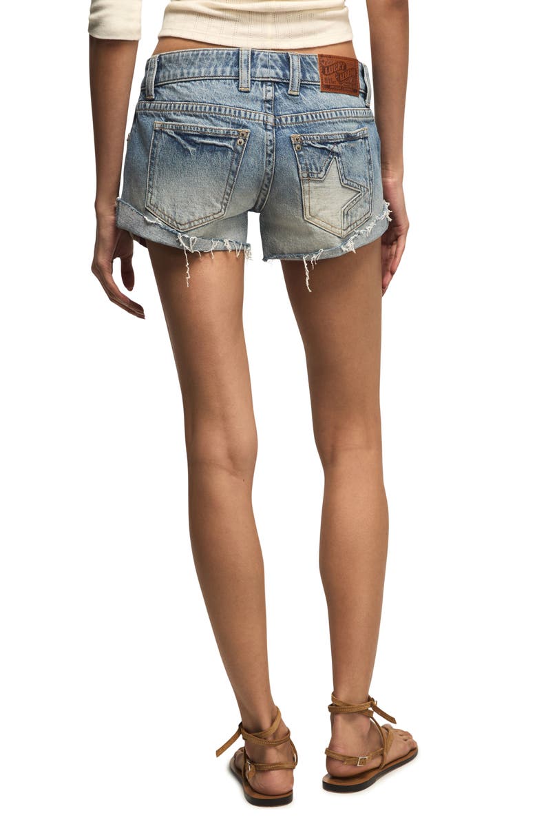 Lucky Brand Festival Star Print Denim Cutoff Shorts, Alternate, color, New Americana Wash