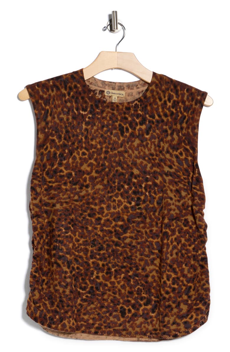 Democracy Leopard Print Sweater Vest, Alternate, color, Biscotti/ Raisin Multi