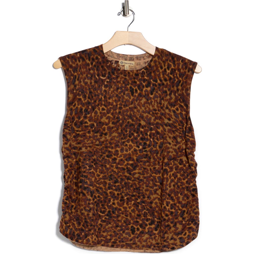 Democracy Leopard Print Sweater Vest In Brown