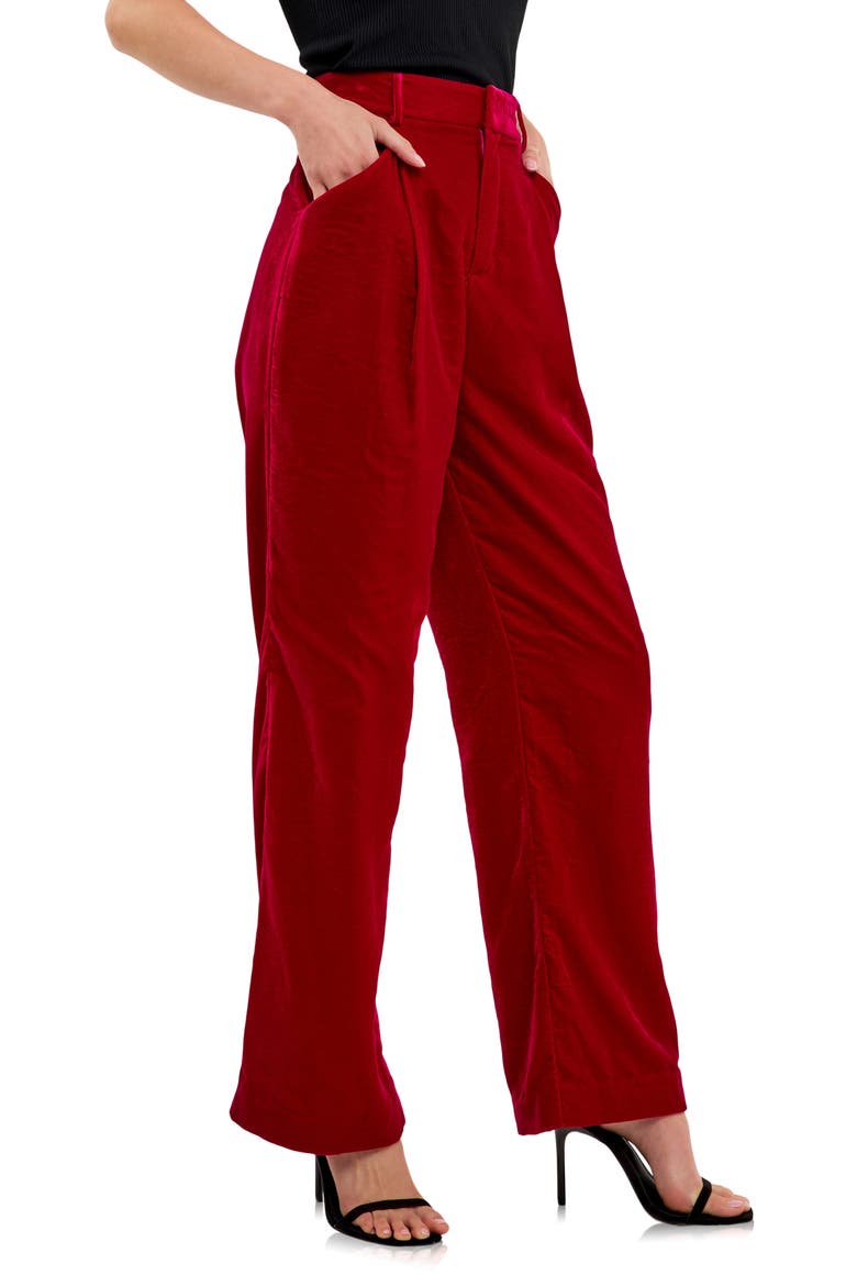 Matte Velvet Trousers, Alternate, color, FUCHSIA