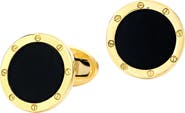 Jan Leslie Rivet Etch Gemstone 18 Karat Gold Cufflinks