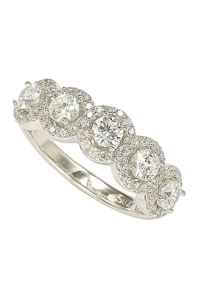 Sterling Silver Round Cubic Zirconia Halo Ring, Alternate, color, WHITE