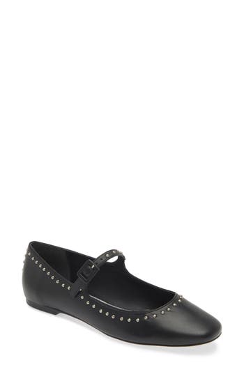 Kaanas Adelle Studded Mary Jane Flat In Black