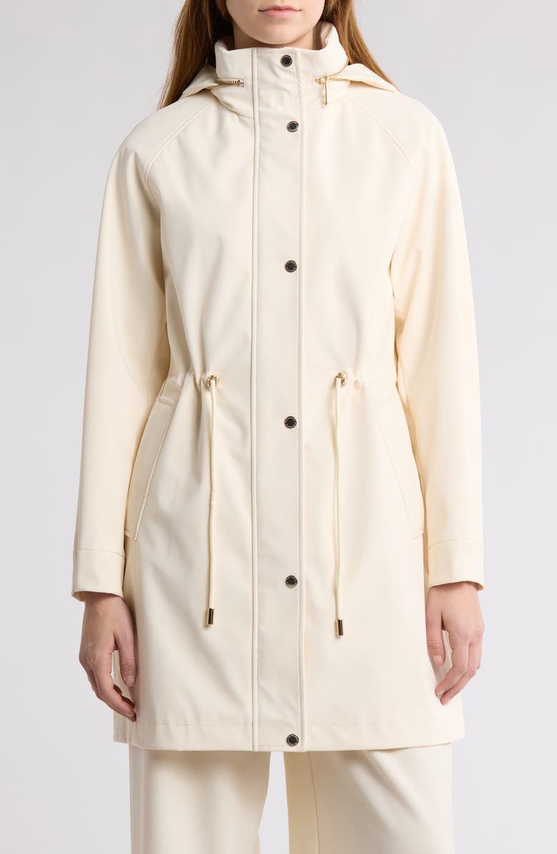 Water Resistant Hooded Drawstring Waist Jacket