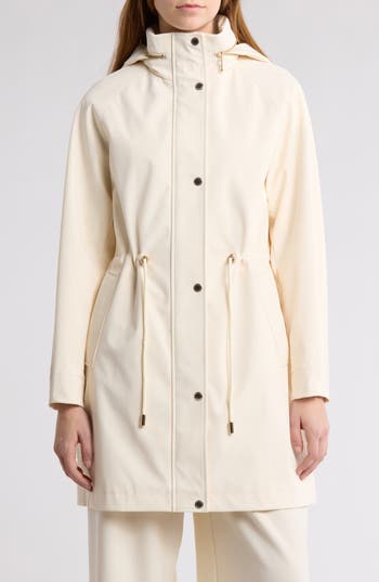 Bcbgeneration Water Resistant Hooded Drawstring Waist Jacket In Bone