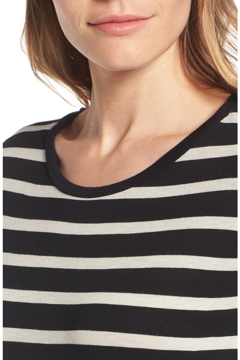 by Graham & Spencer Stripe Bell Sleeve Dress, Alternate, color, BLACK/ CREAM