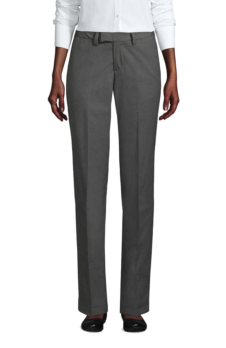 Lands' End Plain Front Dress Pants, Main, color, Gray