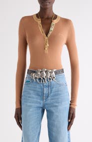 Chloé Long Sleeve Wool Rib Henley