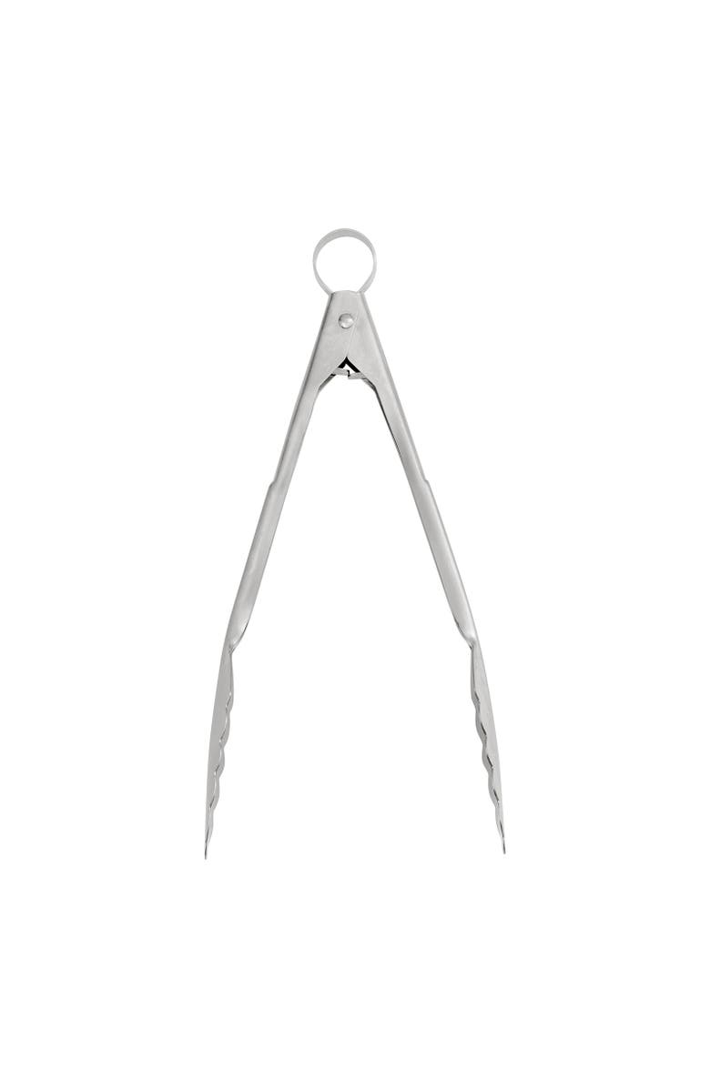 CUISIPRO 9.5 Inch Stainless Steel Locking Tongs, Main, color, Silver