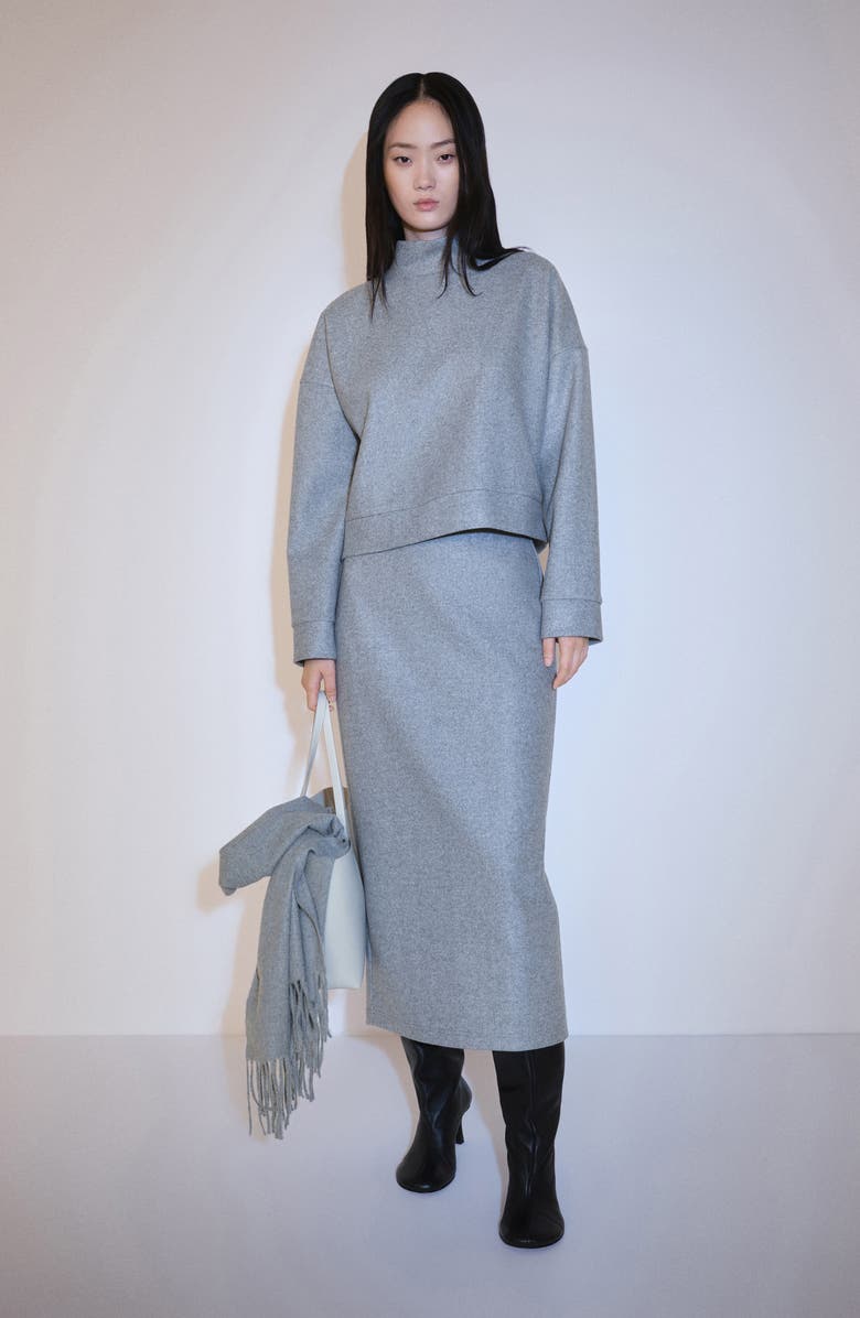 MANGO French Terry Midi Skirt, Alternate, color, 