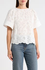 T Tahari Allover Eyelet Top