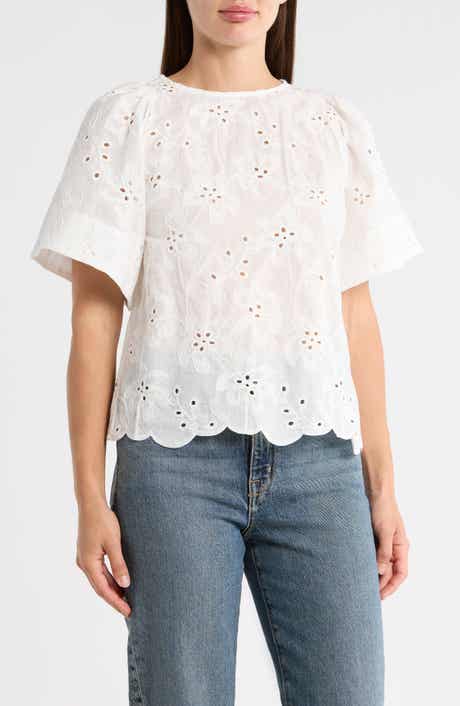 T Tahari Allover Eyelet Top