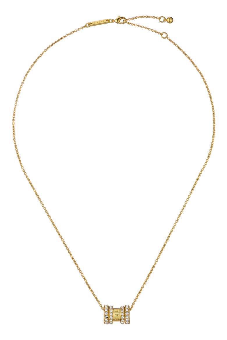 Romie Crystal Roll Pendant Necklace, Main, color, GOLD TONE/ CLEAR CRYSTAL