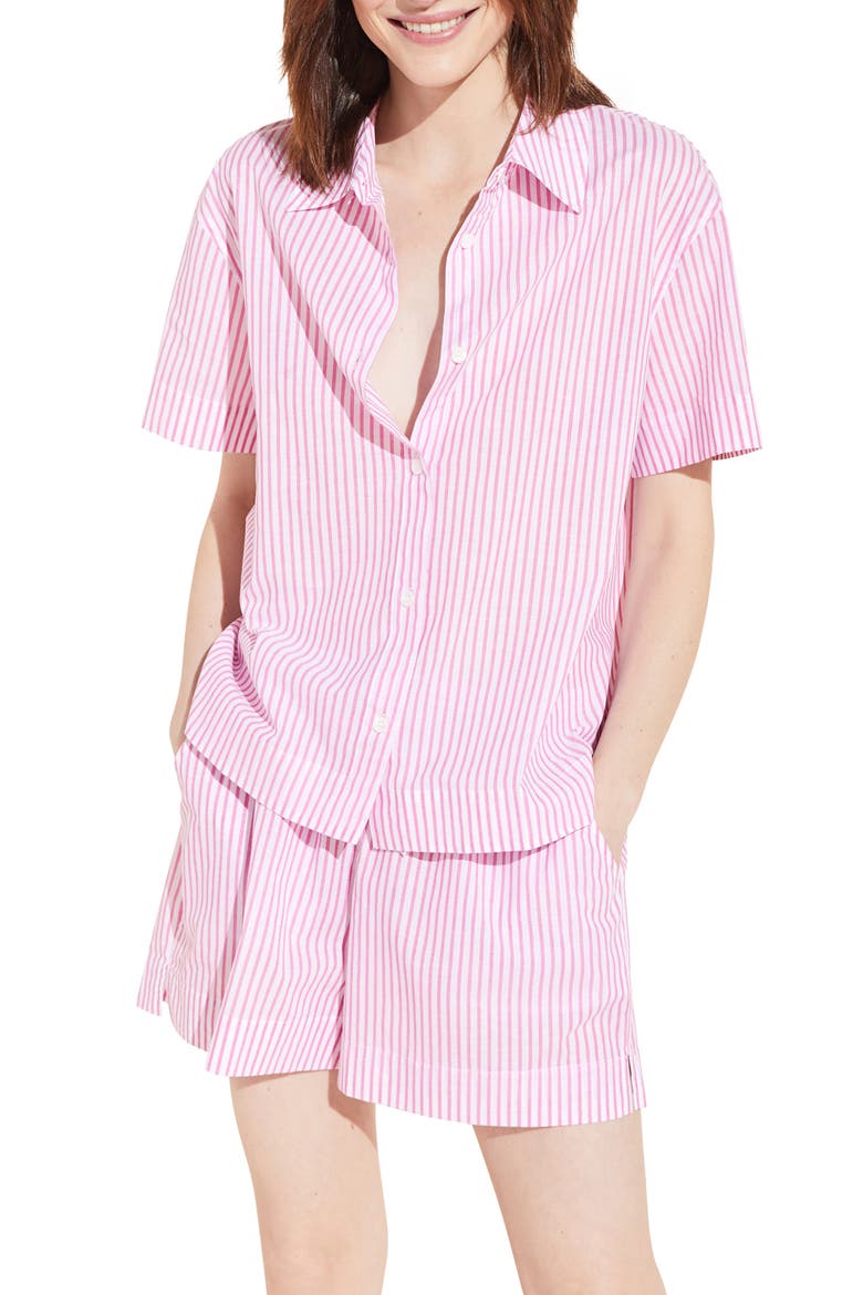 Stripe Organic Cotton Short Pajamas, Main, color, NAUTICO STRIPE ITALIAN ROSE