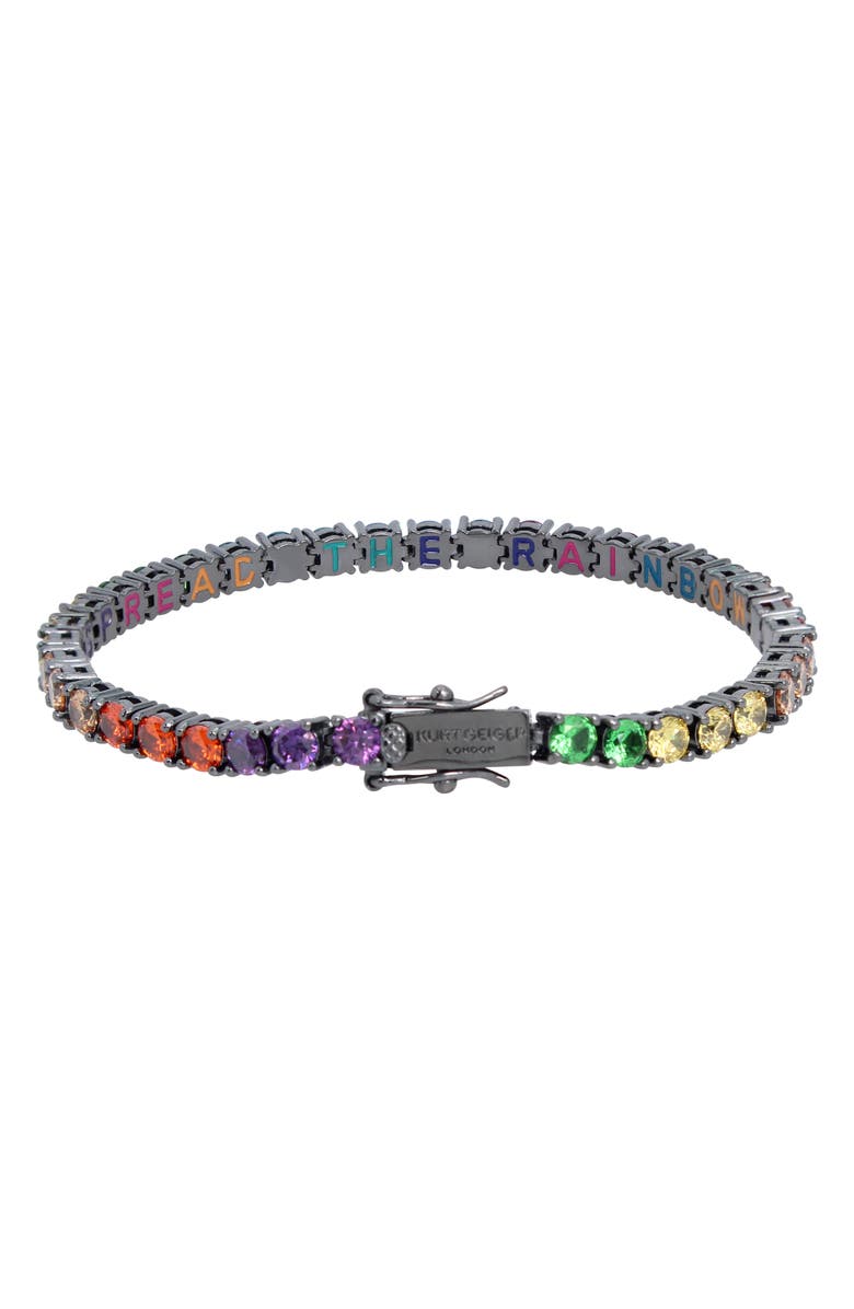 Kurt Geiger London Rainbow Crystal Tennis Bracelet, Alternate, color, Black Rhodium Multi