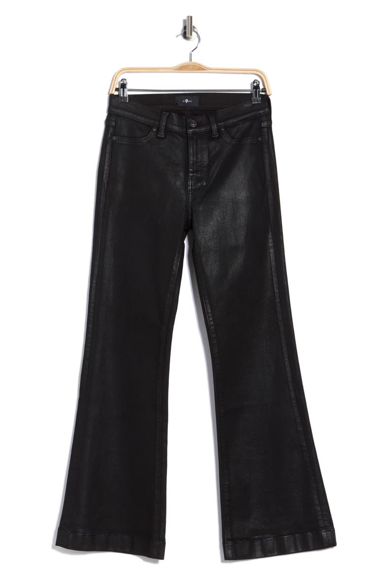 Dojo Tailorless Coated Mid Rise Flare Jeans, Main, color, COATED BLACK
