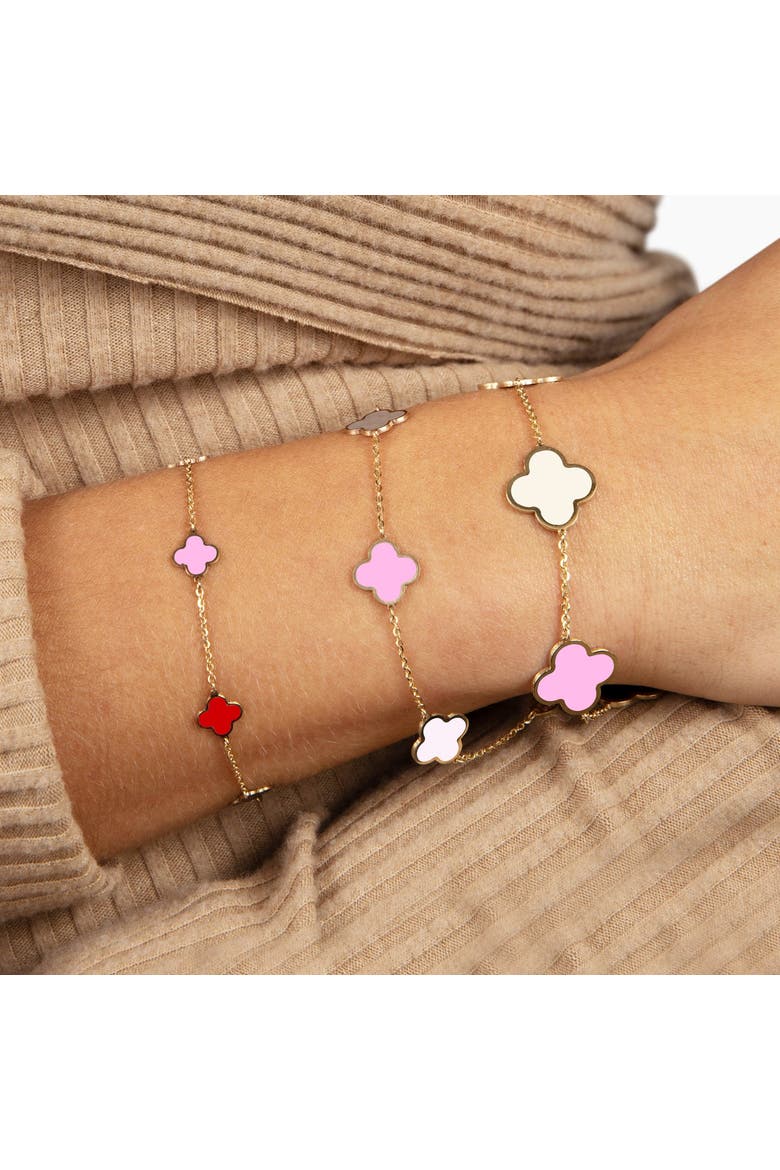 Small Pink Mixed Clover Bracelet, Alternate, color, Pink Mixed