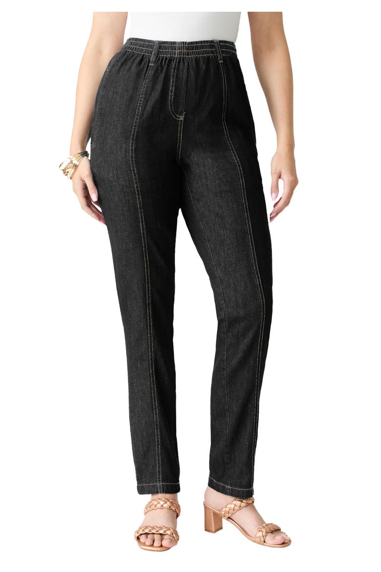 Plus Size Easy Wear Straight Leg Jean, Main, color, BLACK DENIM
