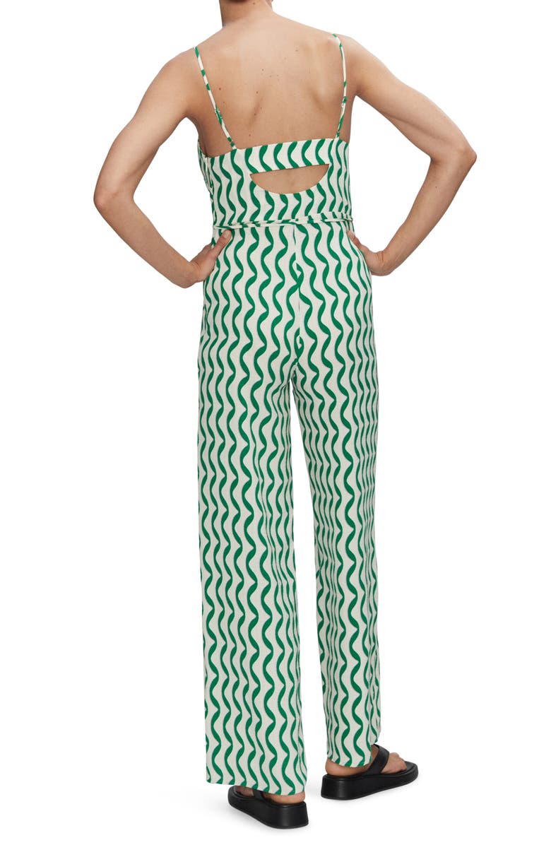 MANGO Cutout Back Belted Jumpsuit, Alternate, color, 