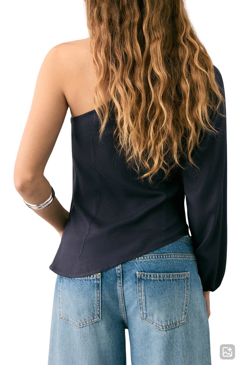 Asymmetric Ruched One-Shoulder Top, Alternate, color, NAVY
